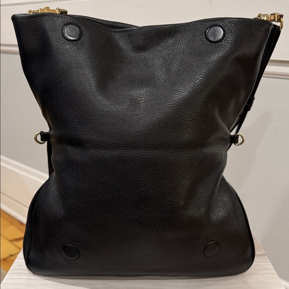 Tory Burch Crossbody Amanda Foldover Black Pebbled Leather Convertible Bag - Picture 7 of 17